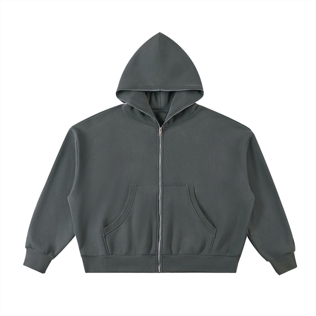 Snooper-FabricFolk Fleeced Full-Zip Boxy Hoodie