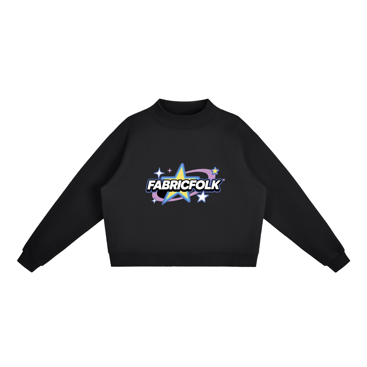 TheWorldIsYours-FabricFolk Essential Fleece Mock-Neck Crew Sweatshirt