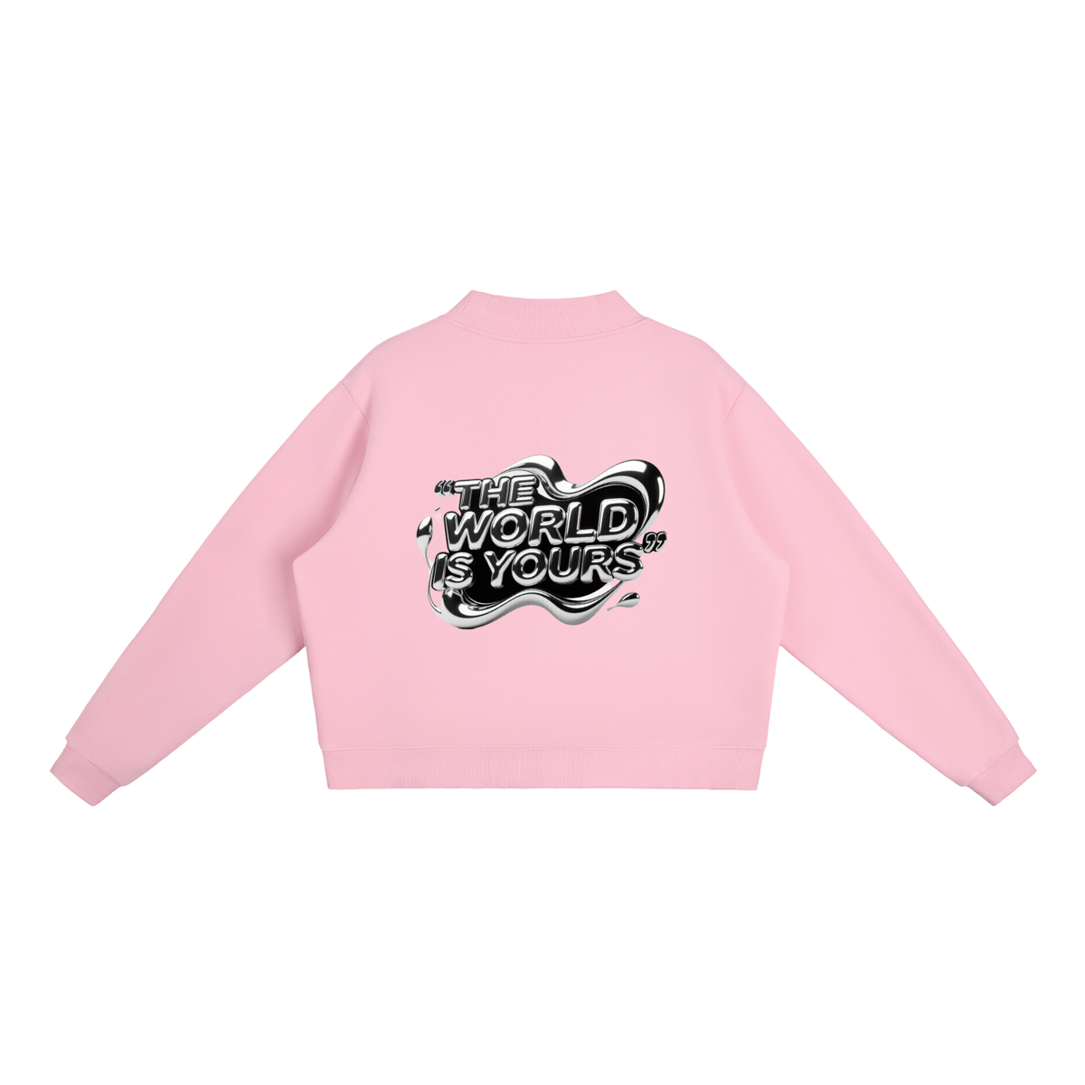 TheWorldIsYours-FabricFolk Essential Fleece Mock-Neck Crew Sweatshirt