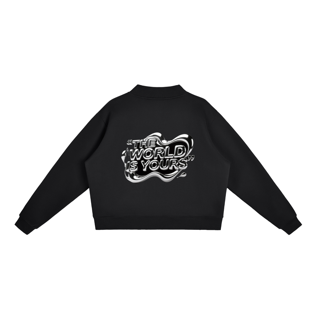 TheWorldIsYours-FabricFolk Essential Fleece Mock-Neck Crew Sweatshirt