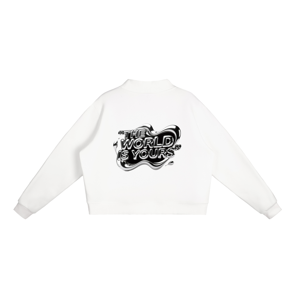 TheWorldIsYours-FabricFolk Essential Fleece Mock-Neck Crew Sweatshirt