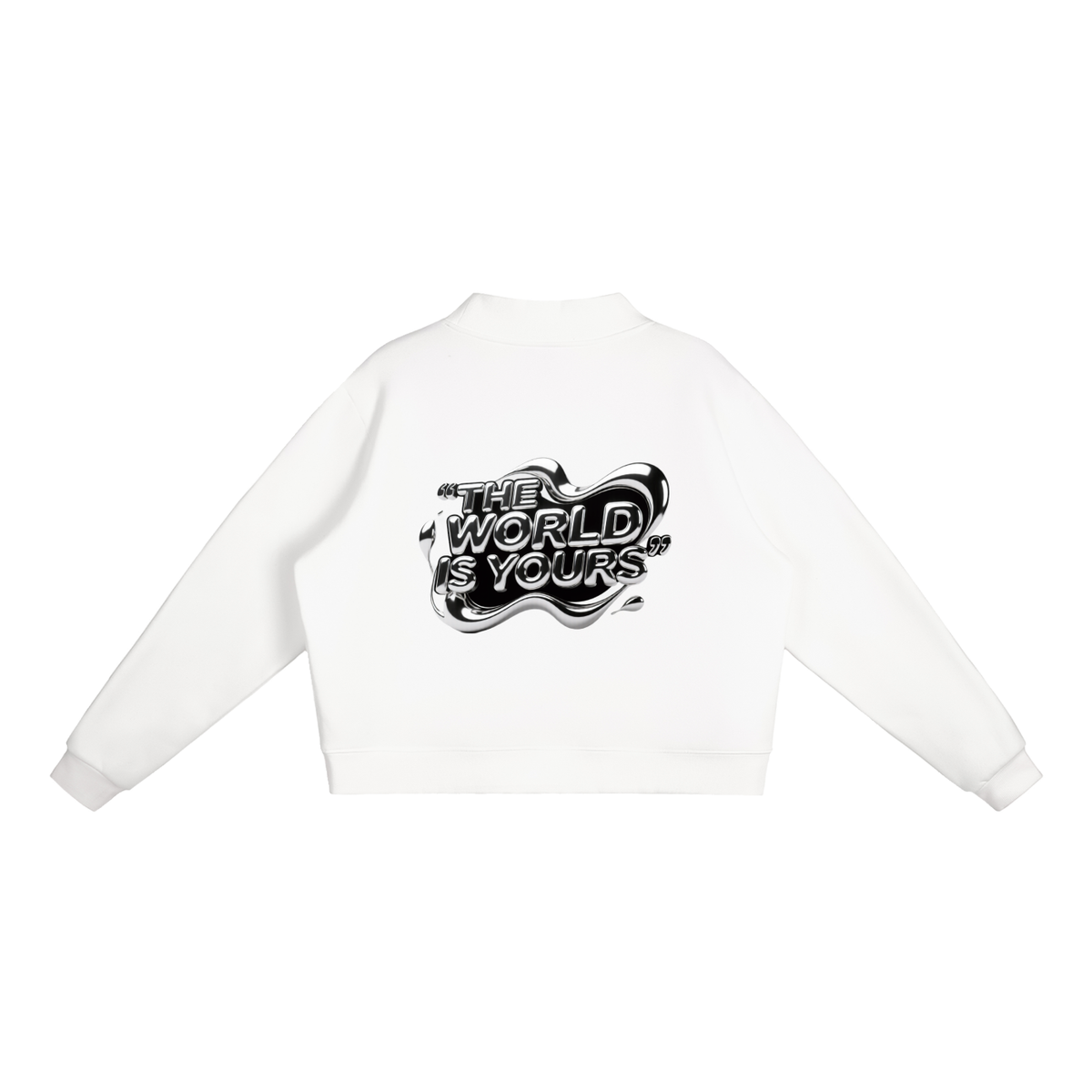 TheWorldIsYours-FabricFolk Essential Fleece Mock-Neck Crew Sweatshirt