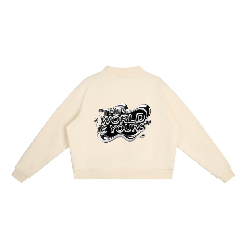 TheWorldIsYours-FabricFolk Essential Fleece Mock-Neck Crew Sweatshirt