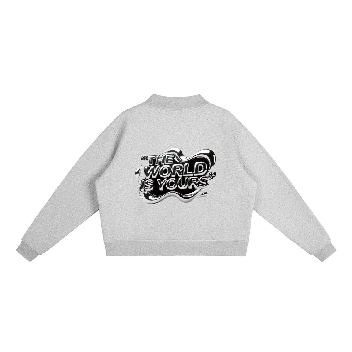 TheWorldIsYours-FabricFolk Essential Fleece Mock-Neck Crew Sweatshirt
