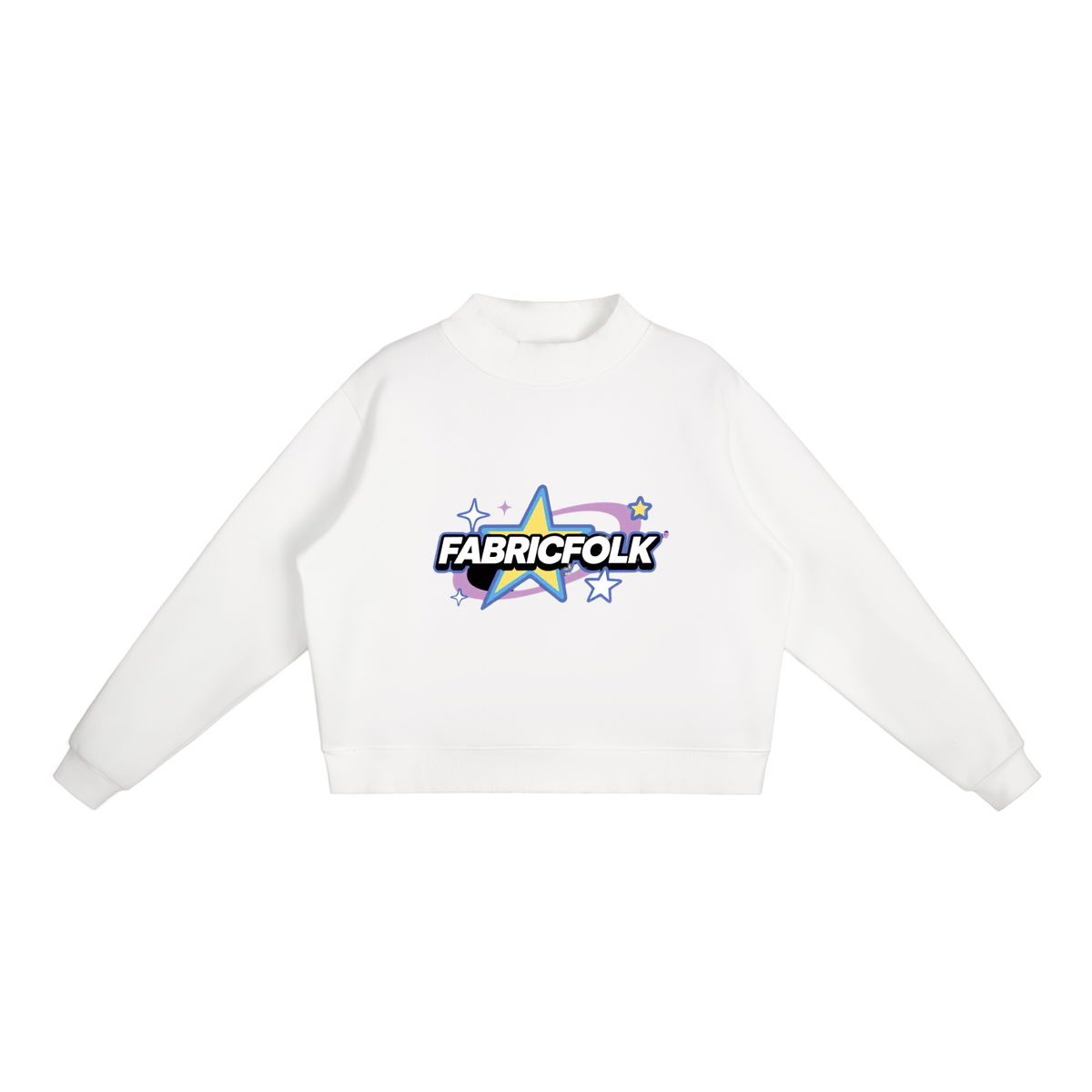 TheWorldIsYours-FabricFolk Essential Fleece Mock-Neck Crew Sweatshirt