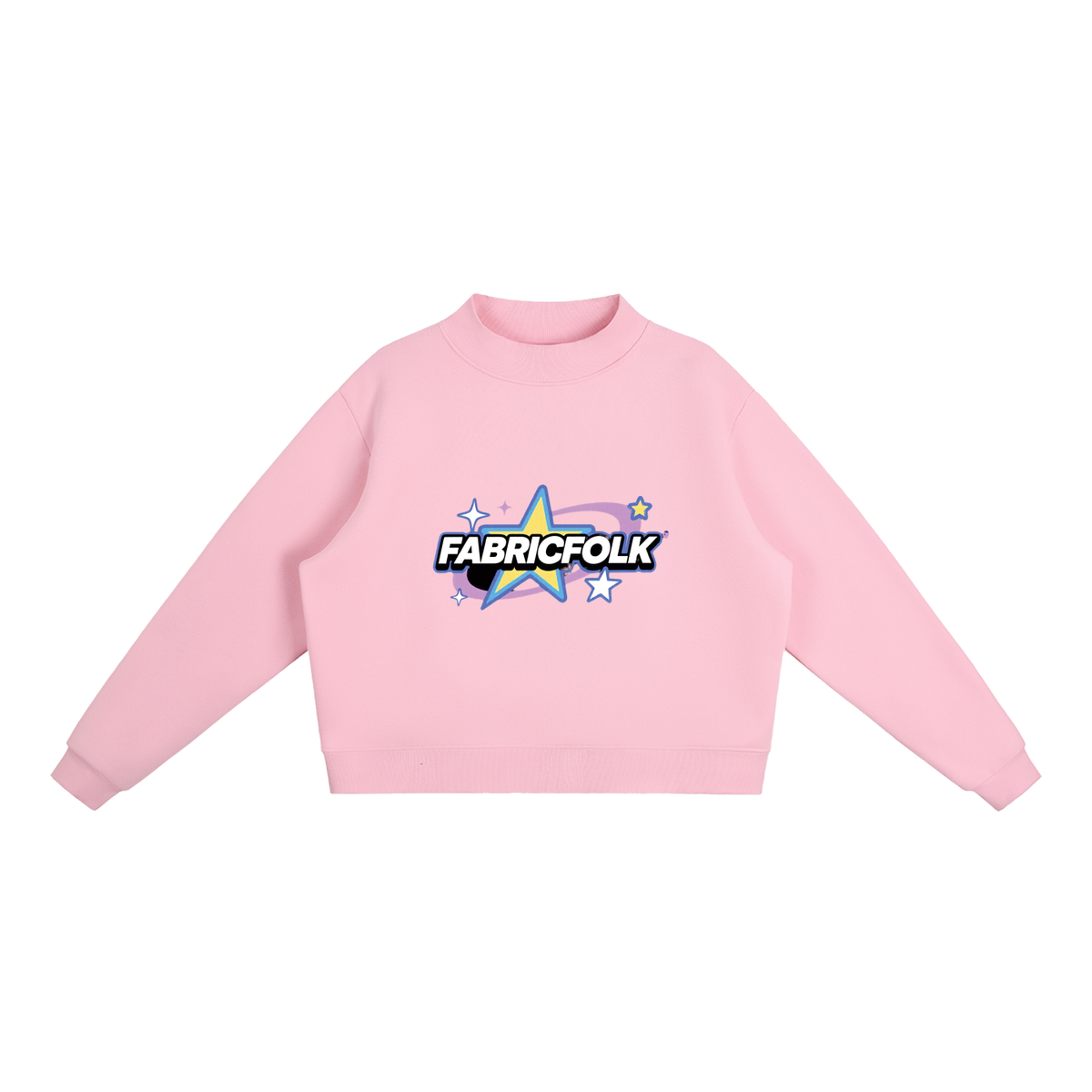 TheWorldIsYours-FabricFolk Essential Fleece Mock-Neck Crew Sweatshirt